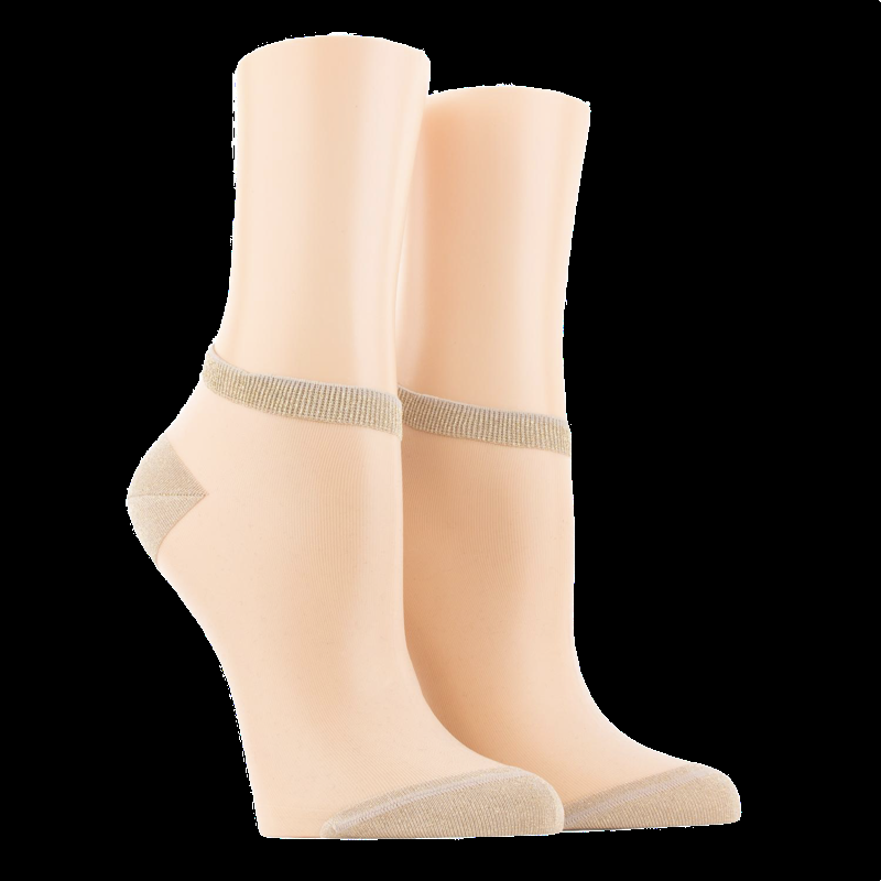 Doré Doré Socquettes Transparentes Avec Pointes Et Talons Brillants Lurex - Blanc Et Or