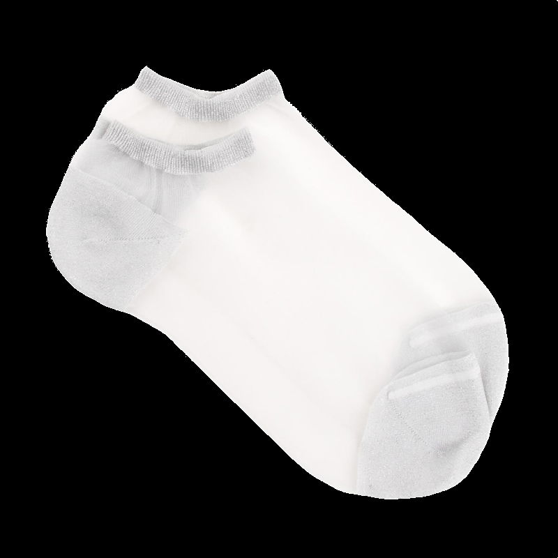 Doré Doré Socquettes Transparentes Avec Pointes Et Talons Brillants Lurex - Blanc Et Argent