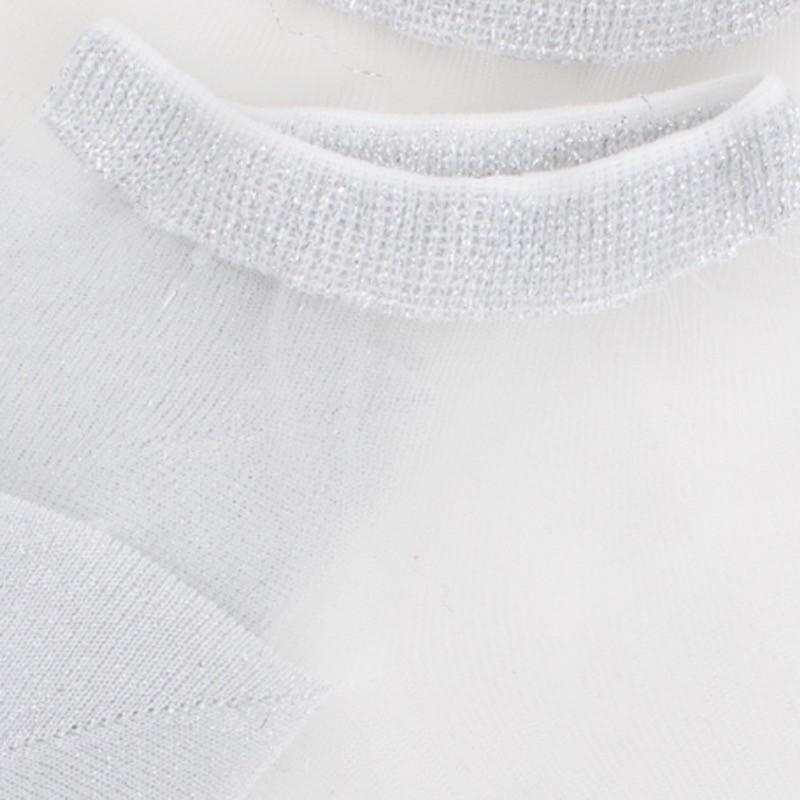 Doré Doré Socquettes Transparentes Avec Pointes Et Talons Brillants Lurex - Blanc Et Argent