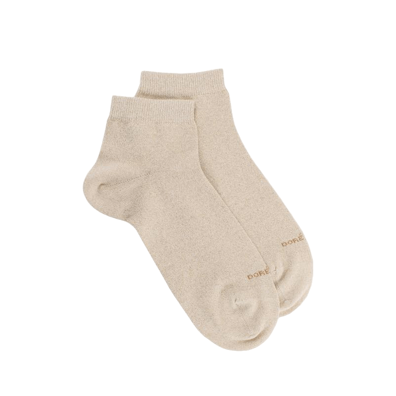 doré doré Soquettes femme en coton avec effet brillant - Beige Désert