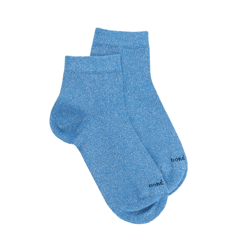 doré doré Soquettes femme en coton avec effet brillant - Bleu