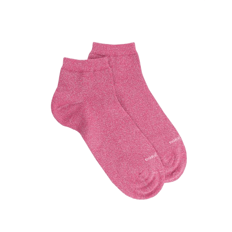 doré doré Soquettes femme en coton avec effet brillant - Rose