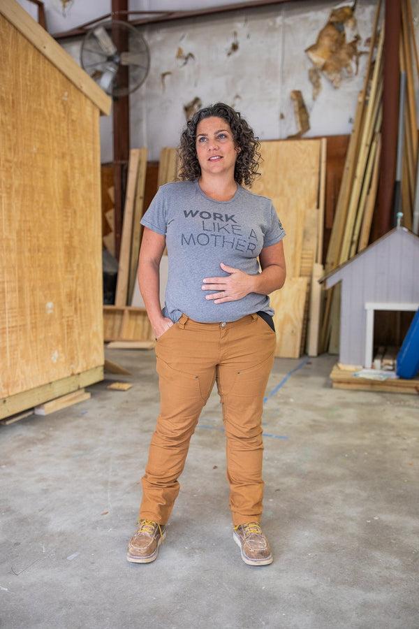 Dovetail Workwear Anna Maternity Work Pants In Saddle Brown Stretch Canvas