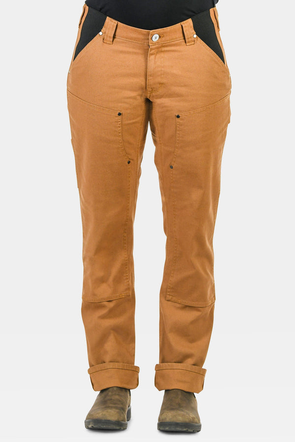 Dovetail Workwear Anna Maternity Work Pants In Saddle Brown Stretch Canvas