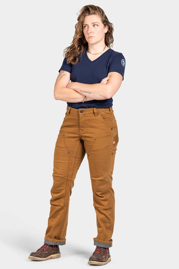 Dovetail Workwear Britt Utility In Saddle Brown Stretch Thermal Denim