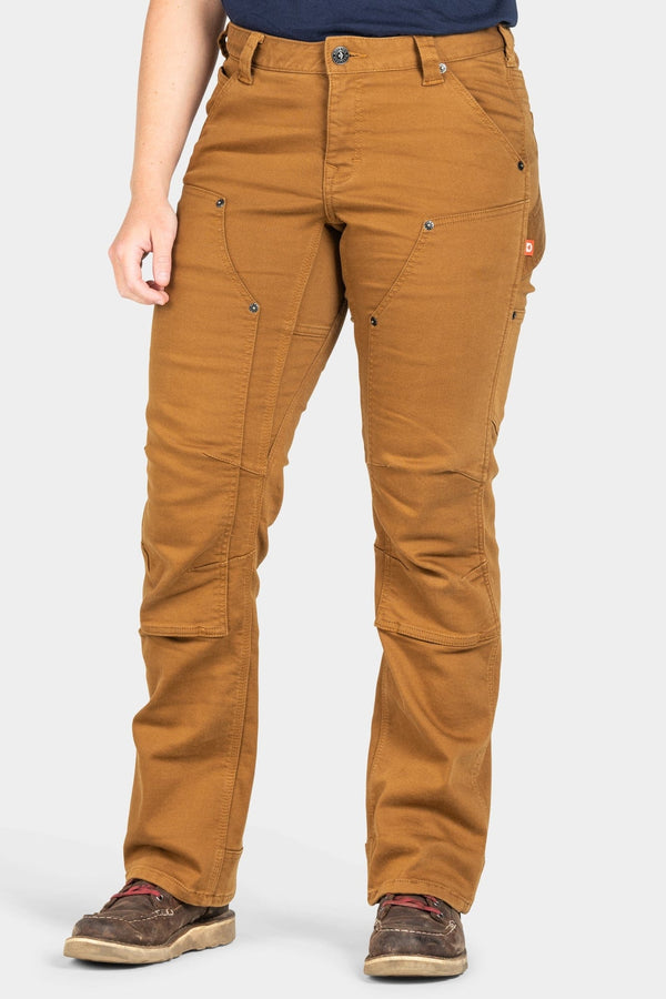 dovetail workwear Britt Utility in Saddle Brown Stretch Thermal Denim