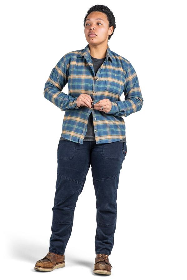 Dovetail Workwear Christa DIY In Sulphur Navy Denim