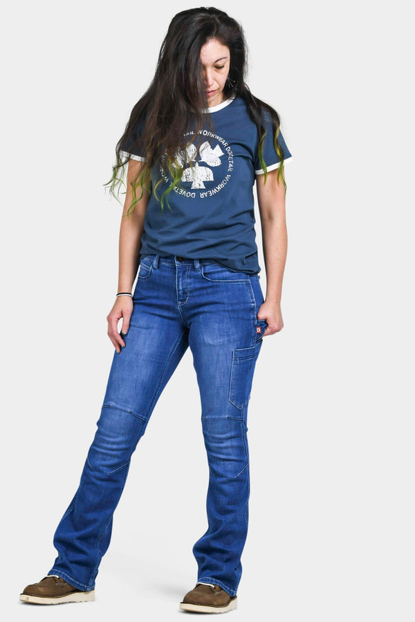 Dovetail Workwear DX Bootcut In Blue Sky Denim
