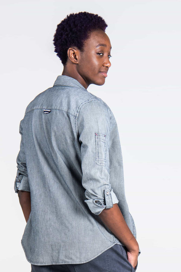 Dovetail Workwear Givens Work Shirt Indigo Stripe