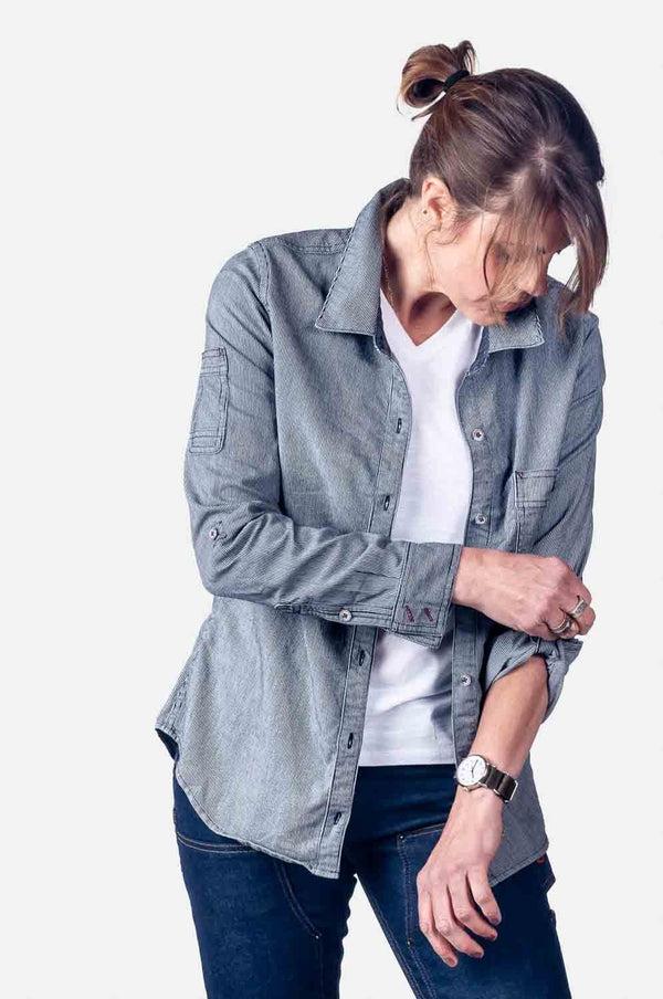 dovetail workwear Givens Work Shirt Indigo Stripe