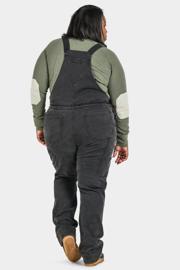 Dovetail Workwear Freshley Drop Seat Overalls In Black Stretch Thermal Denim