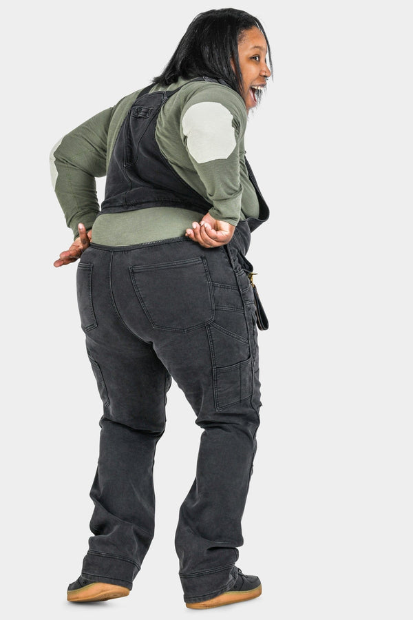 Dovetail Workwear Freshley Drop Seat Overalls In Black Stretch Thermal Denim