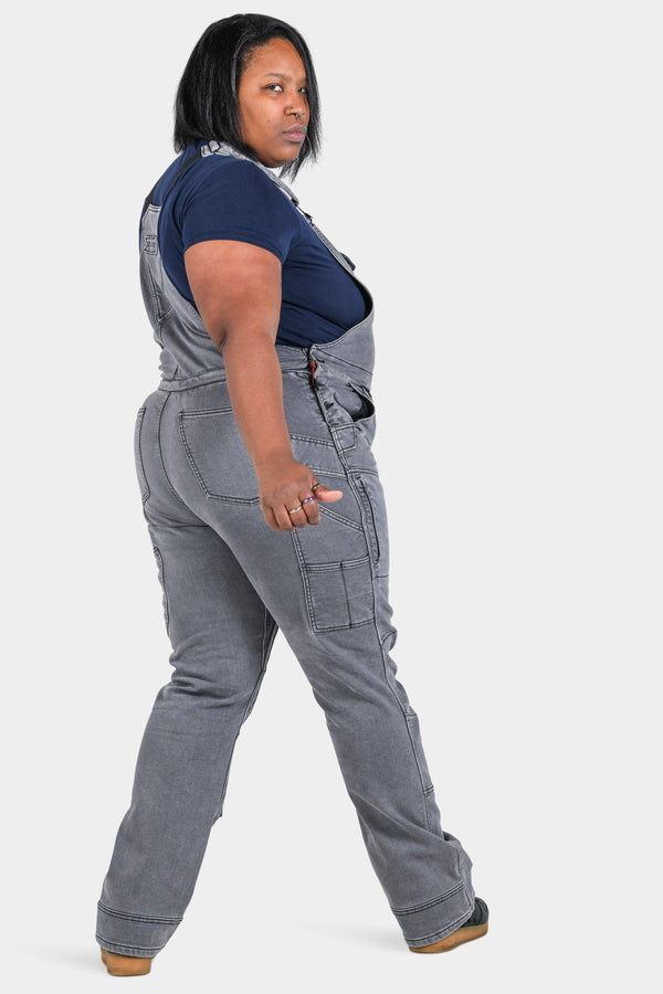 Dovetail Workwear Freshley Drop Seat Overalls In Grey Stretch Thermal Denim