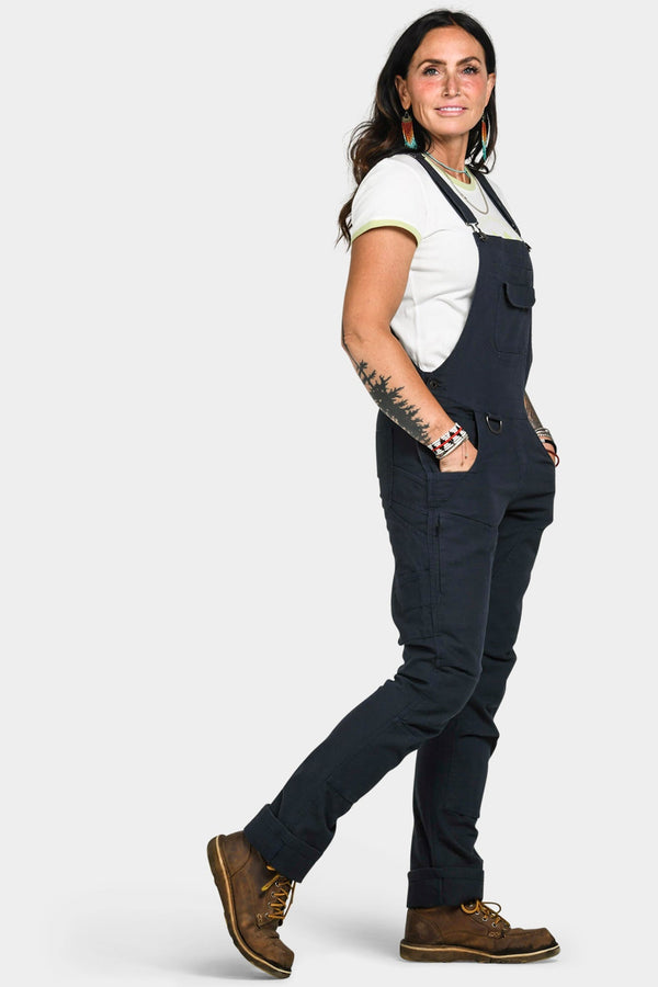 Dovetail Workwear Freshley Drop Seat Overalls In Navy Canvas