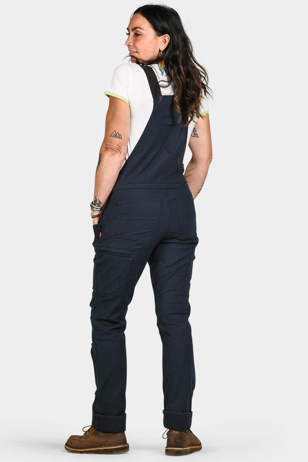 Dovetail Workwear Freshley Drop Seat Overalls In Navy Canvas