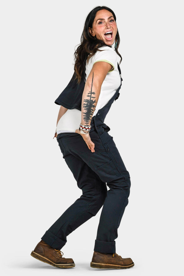 dovetail workwear Freshley Drop Seat Overalls in Navy Canvas