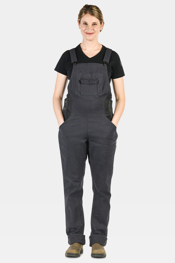 Dovetail Workwear Freshley Maternity Overalls In Navy Stretch Canvas