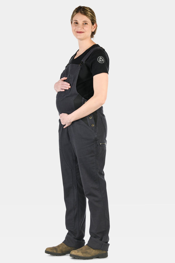 dovetail workwear Freshley Maternity Overalls in Navy Stretch Canvas