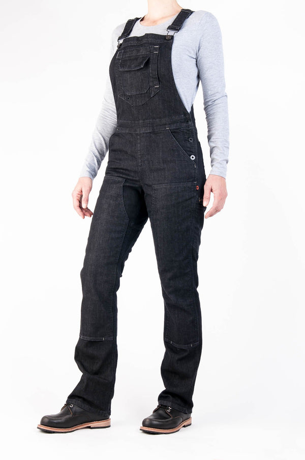 Dovetail Workwear Freshley Overalls In Heathered Black Denim