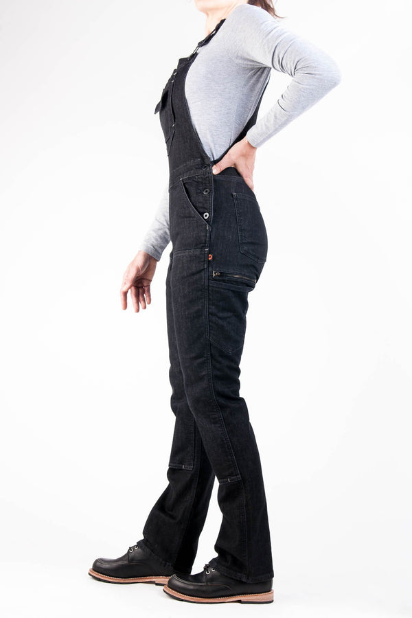 Dovetail Workwear Freshley Overalls In Heathered Black Denim