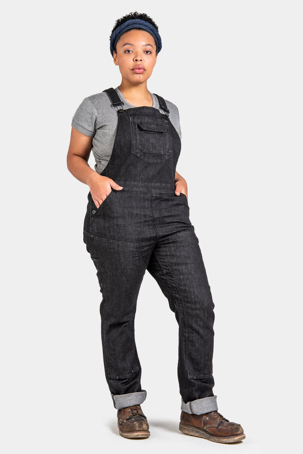 dovetail workwear Freshley Overalls in Heathered Black Denim