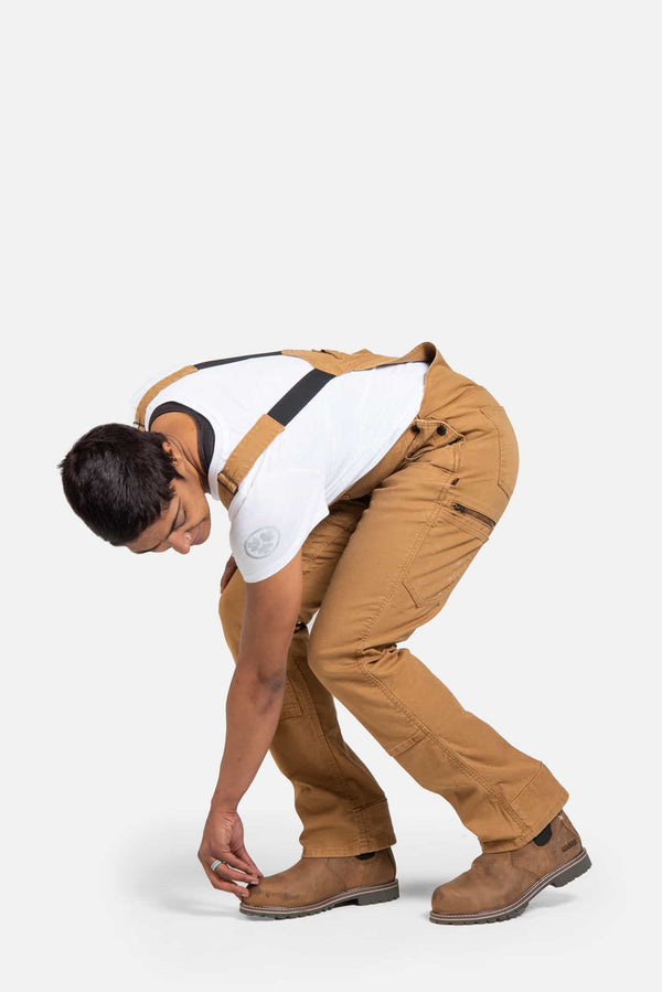 Dovetail Workwear Freshley Overalls In Saddle Brown Canvas