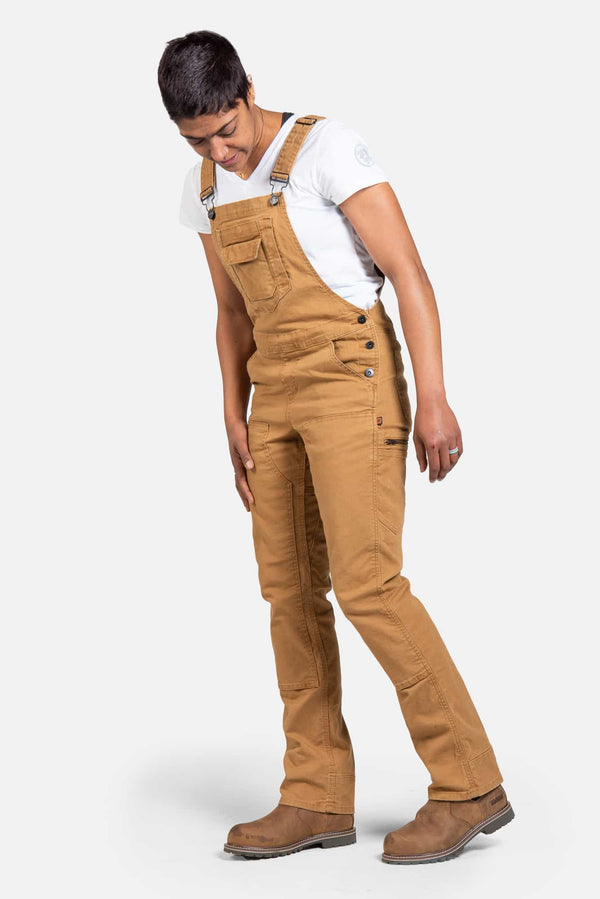 Dovetail Workwear Freshley Overalls In Saddle Brown Canvas