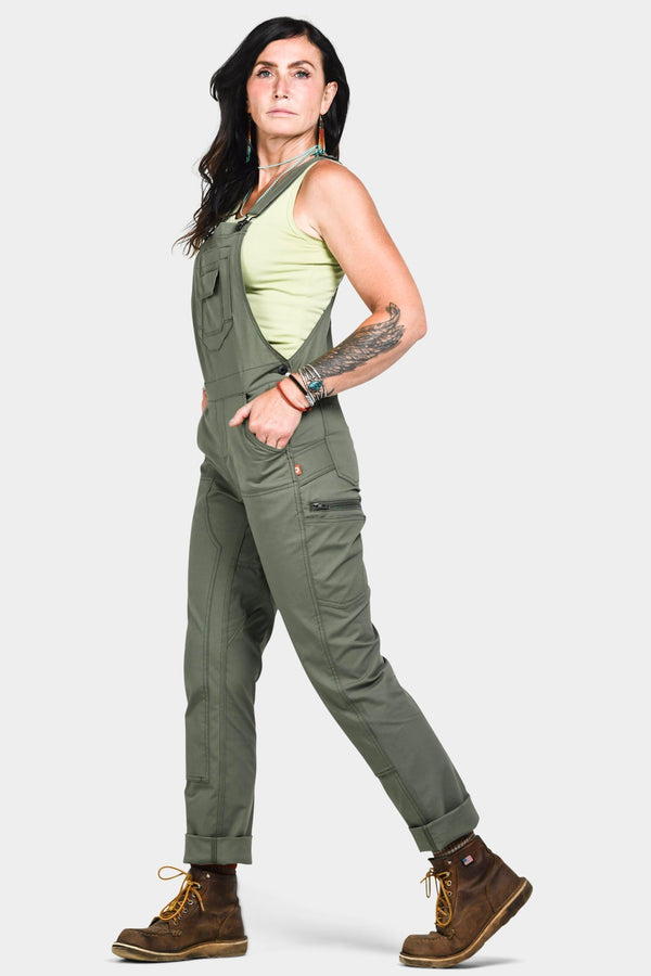 Dovetail Workwear Freshley Overalls In Ultra Light Lichen Green Ripstop