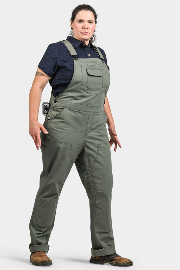 Dovetail Workwear Freshley Overalls In Ultra Light Lichen Green Ripstop