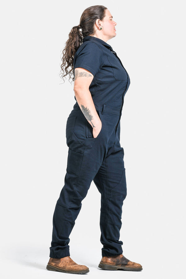 Dovetail Workwear Hadley Short Sleeve Coveralls In Sulfur Navy