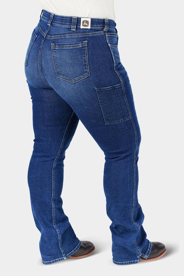 dovetail Workwear John Deere X Dovetail Workwear Into Town Bootcut Jean In Classic Indigo Blue Denim