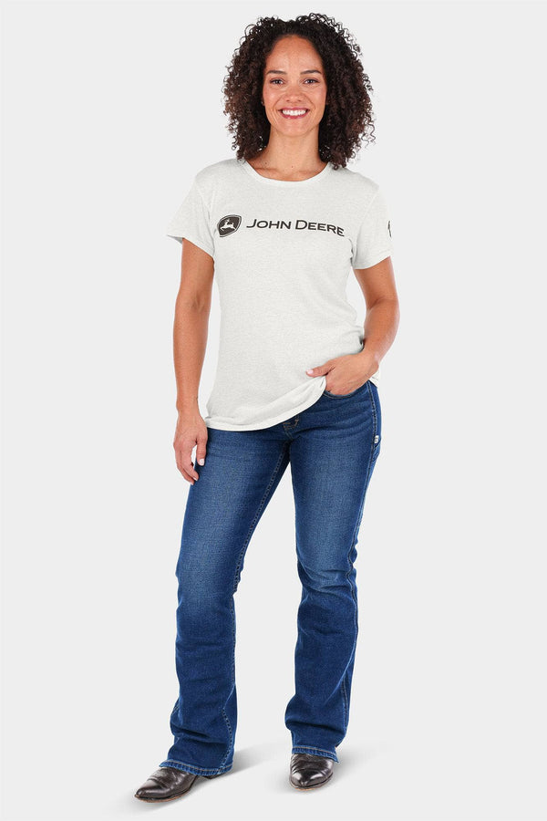 dovetail workwear John Deere X Dovetail Workwear Into Town Bootcut Jean in Classic Indigo Blue Denim