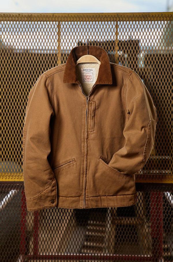 Dovetail Workwear Old School Trucker Canvas Work Jacket In Vintage Brown