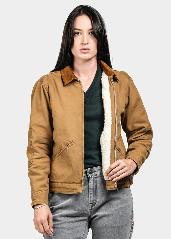 dovetail workwear Old School Trucker Canvas Work Jacket in Vintage Brown