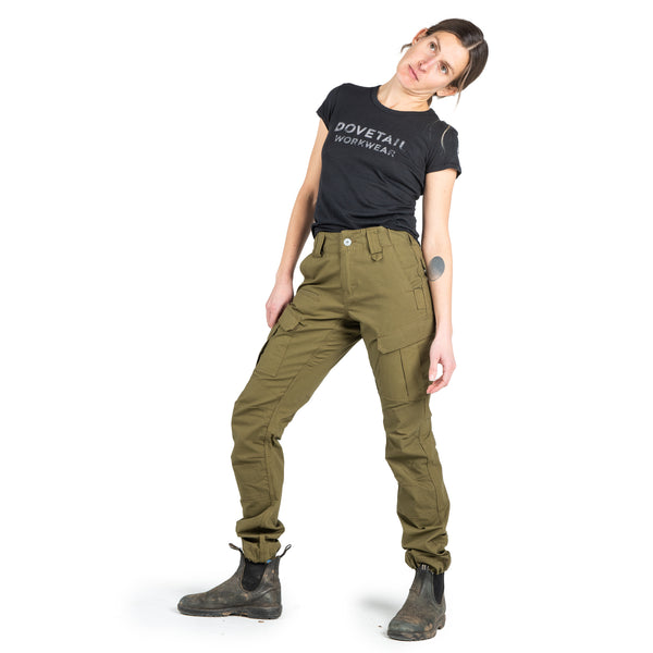 Dovetail Workwear Ready Set Cargo In Olive Green Ripstop