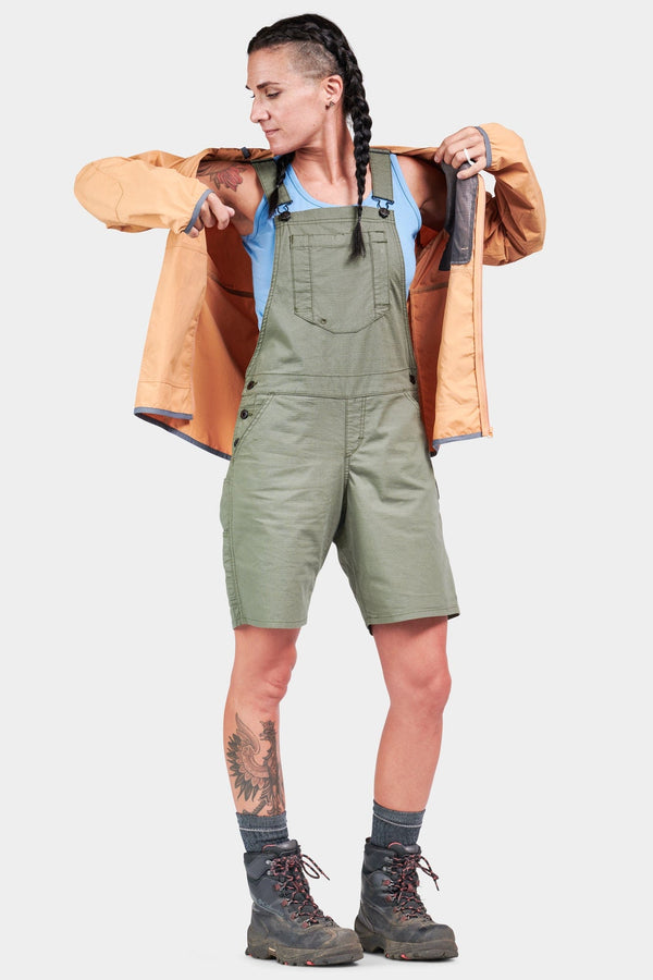 Dovetail Workwear Ultra Light Shortalls In Lichen Green Ripstop