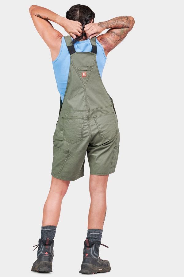 Dovetail Workwear Ultra Light Shortalls In Lichen Green Ripstop