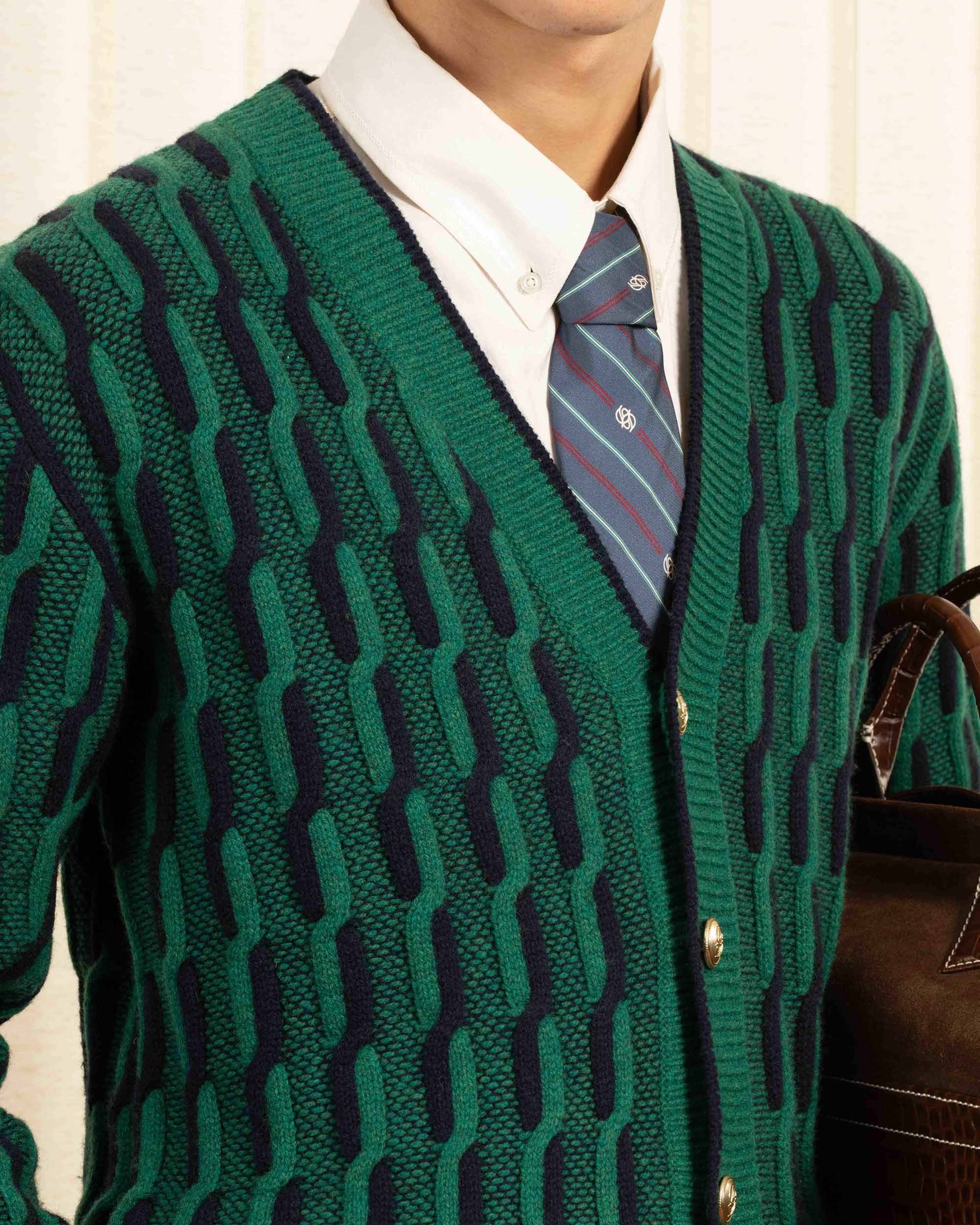 Drôle De Monsieur Le Cardigan Torsades Bicolore