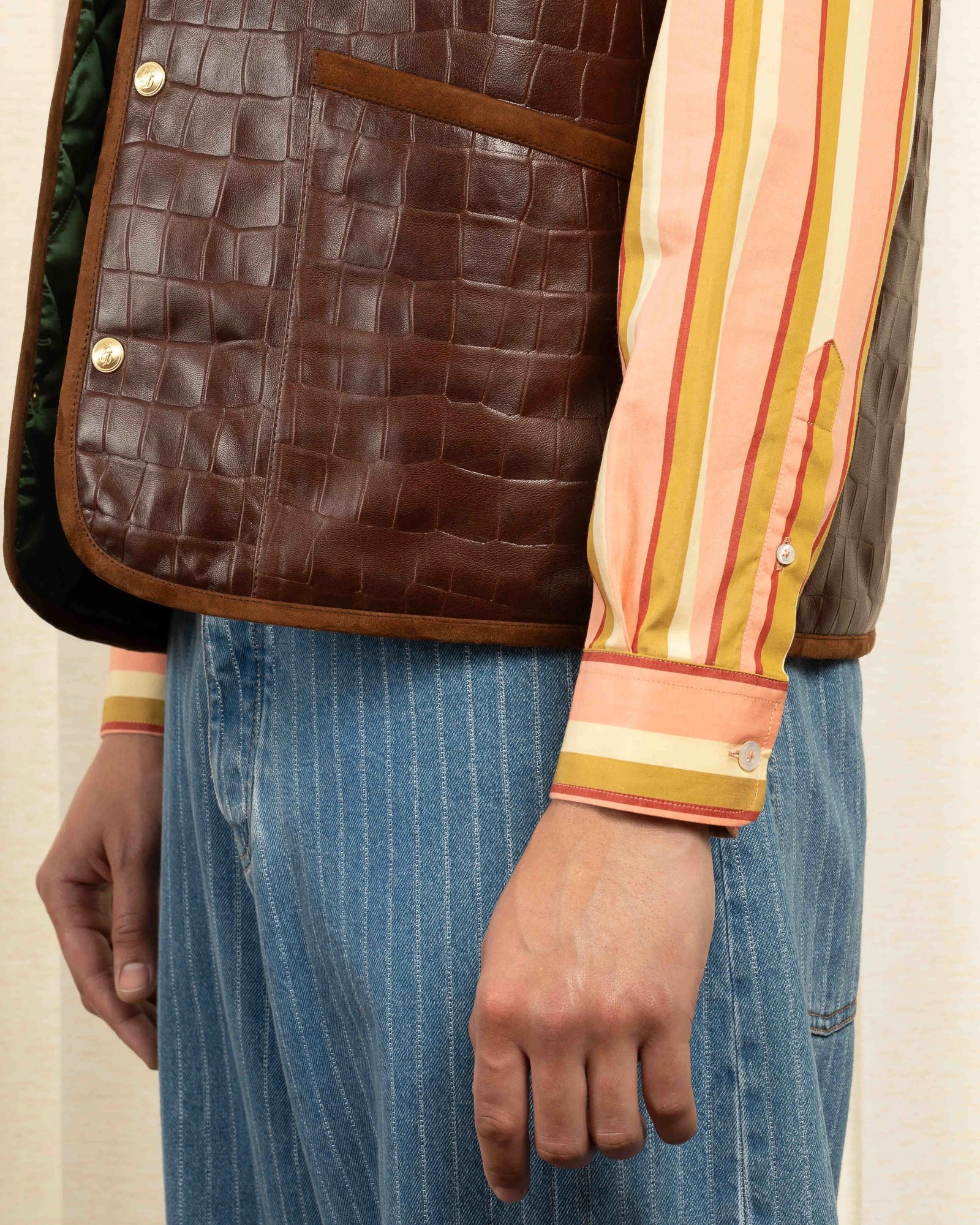 Drôle De Monsieur Le Gilet Cuir Croco