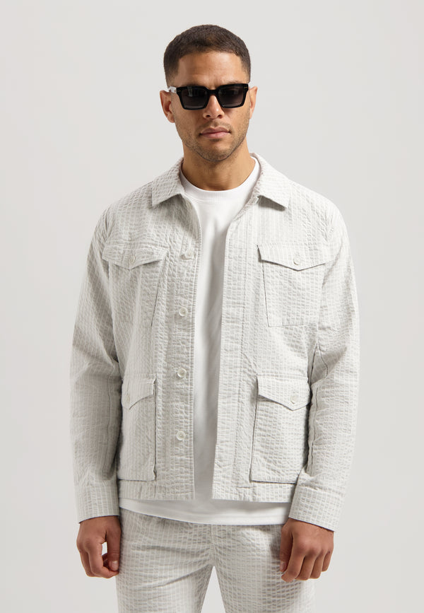 dstrezzed Alcie Safari Jacket Seersucker Silver Birch
