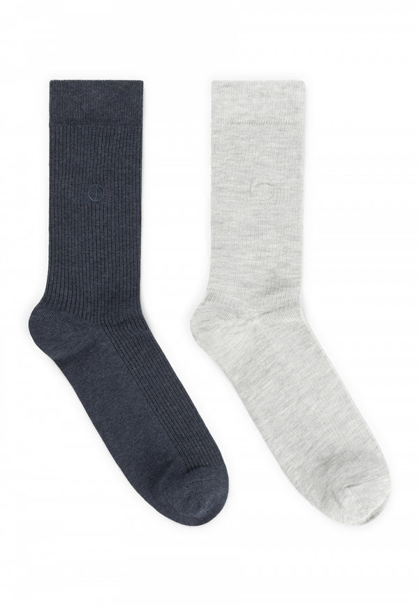 dstrezzed Rib Socks 2-Pack Grey + Navy Melange