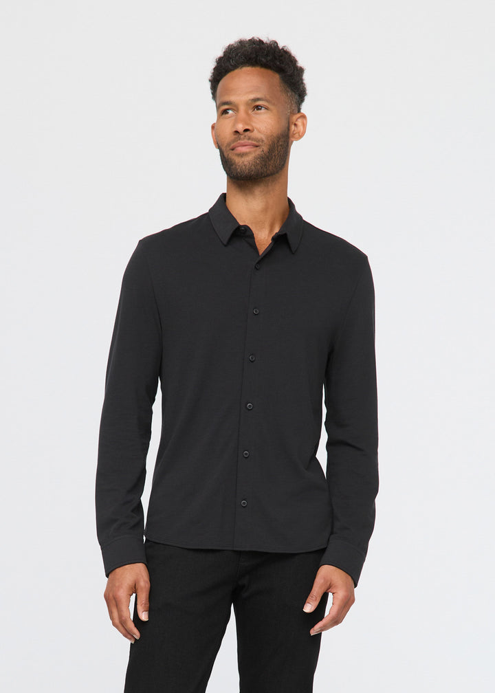 duer Air Flow Pique Button Down - Black