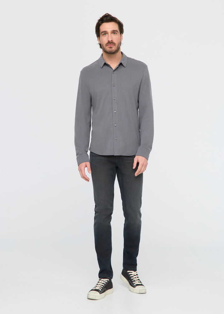 Duer Air Flow Pique Button Down - Charcoal