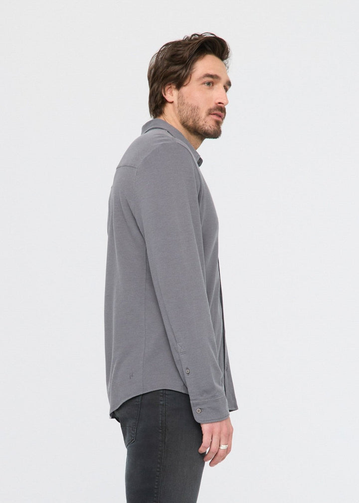 Duer Air Flow Pique Button Down - Charcoal