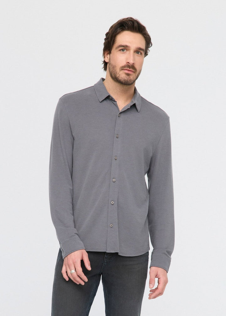 duer Air Flow Pique Button Down - Charcoal