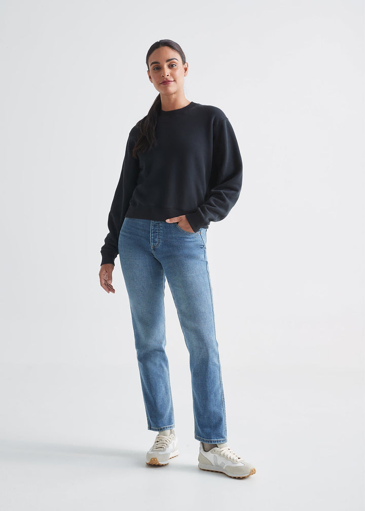 Duer Brushed Terry Performance Crew - Black