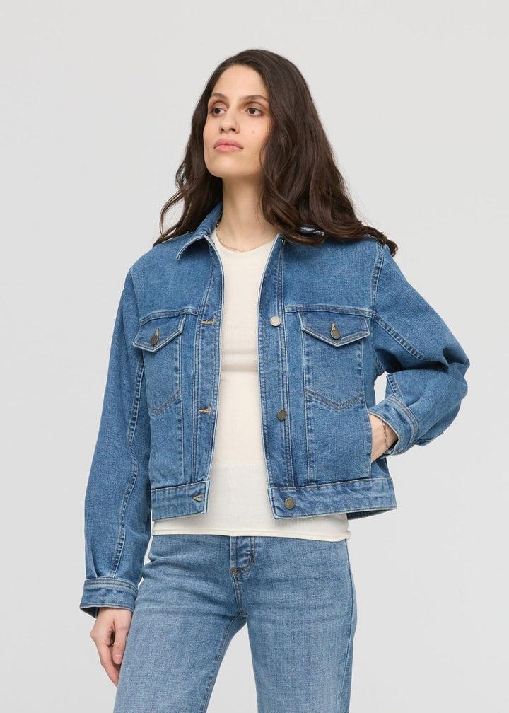 duer Midweight Denim Pleated Jacket - Vintage Wash