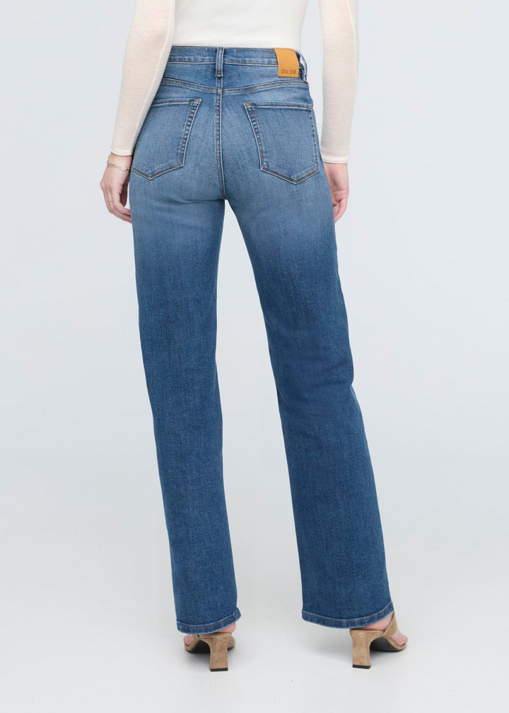 Duer Performance Denim+ High Rise Straight - Mid Blue