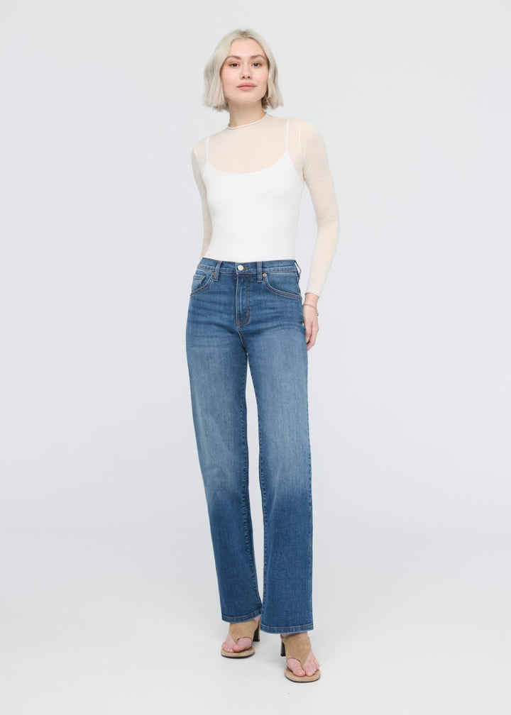 duer Performance Denim+ High Rise Straight - Mid Blue