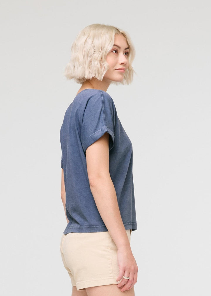 Duer PurePima Vintage Dolman Tee - Washed Indigo